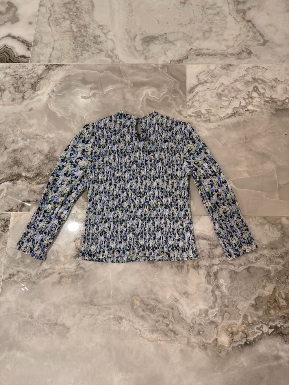 Veronica Beard Kali Floral Smocked Three-Quarter Sleeve Top - Picture 6 of 6
